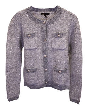 morning sequined knit cardigan in grey polyester