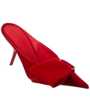 ferragamo asymmetric bow velvet pump