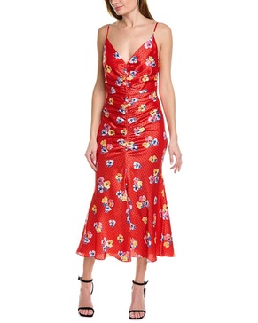 Carolina Herrera V-Neck Ruched Dress