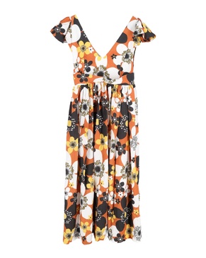 jenny long floral dress in multicolor cotton