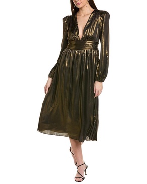 metallic midi dress