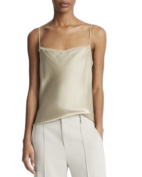 layered chiffon trim silk cami