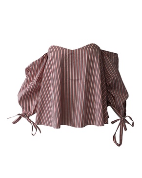 striped off-the-shoulder blouse in multicolor cotton