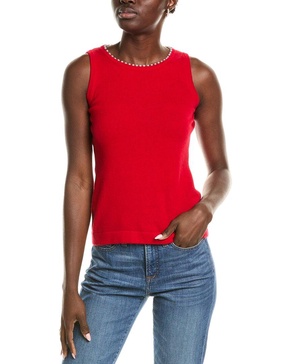 embellished trim cashmere tank top