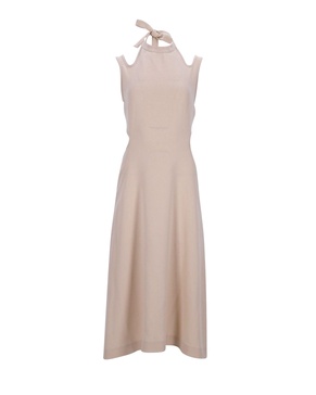 cutout halter midi dress in ecru polyester