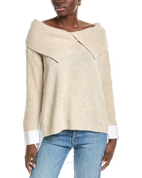 hybrid off-the-shoulder wool & cashmere-blend tunic