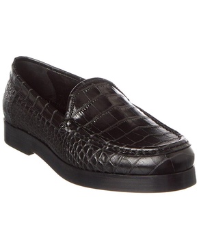 Manolo Blahnik Dinelio Croc-Embossed Leather Loafer