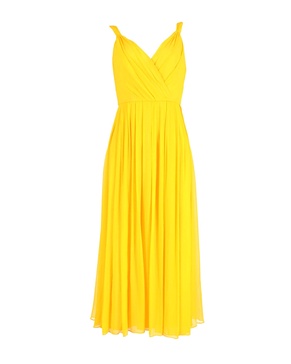 midi dress in yellow silk