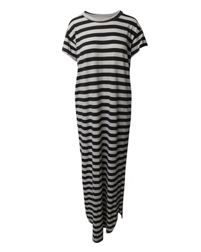 striped t-shirt dress in black and white cotton