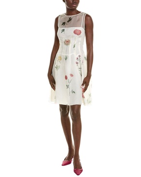 botanical organza silk a-line dress