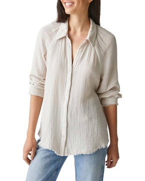 toni double gauze button down shirt in cement