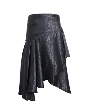 draped midi skirt in black polyester