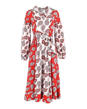 harrison paisley-print midi dress in red silk