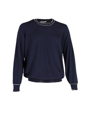 crewneck sweater in navy blue cotton