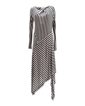 dasha striped midi dress in white viscose