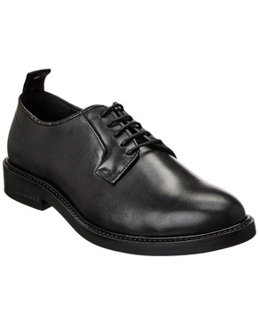 brushed leather plain toe oxford