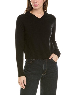 Vince Cropped V-Neck Wool & Cashmere-Blend Pullover