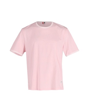 side slit relaxed short-sleeve t-shirt in pink cotton