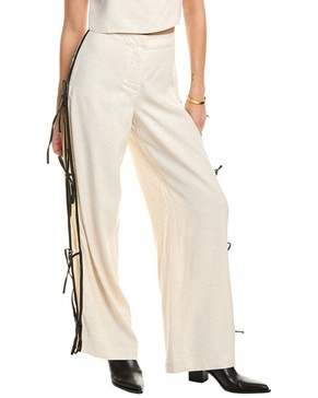 tie slit linen-blend pant