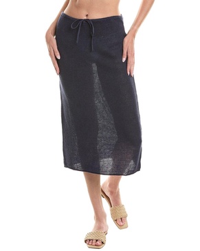 linen knit low rise midi skirt