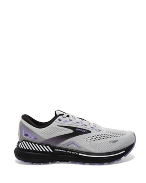 women's adrenaline gts 23 running shoes in grey/black/purple