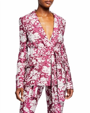 raquelle jacket in jacquard fuchsia print