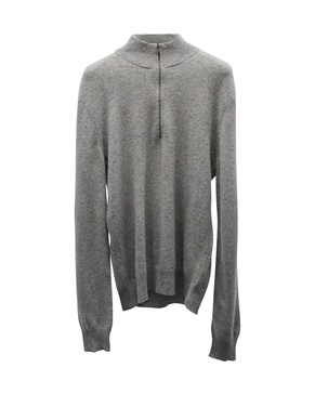 half zip pullover in grey cashmere