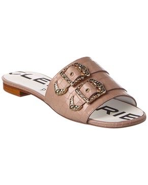 kid croc-embossed leather sandal