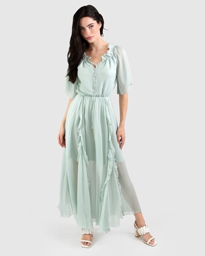 amour amour ruffled midi dress