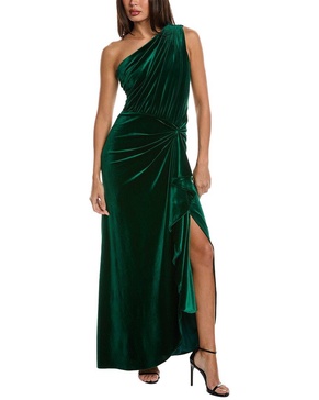 velvet one-shoulder gown