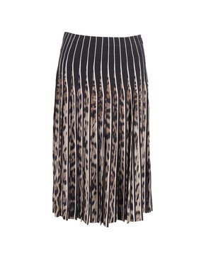 pleated leopard print skirt in animal print silk