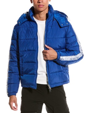 logo tape puffer coat