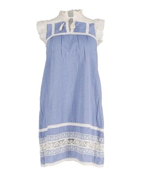 new york chambray lace dress in blue cotton