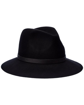 leather-trim wool felt fedora