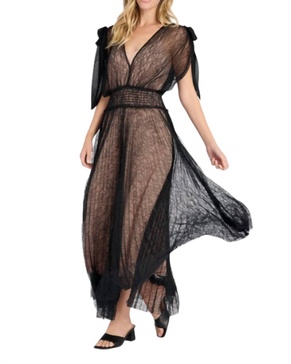 solange lace dress in black/nude