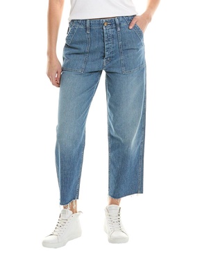 MOTHER Denim Patch Pocket Private On The Right Track Linen-Blend Ankle Fray
Jean