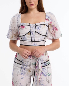 women's printed bustier with contrast taping