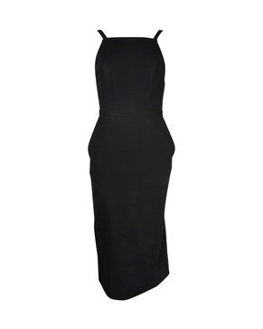 low-back sleeveless midi dress in black viscose