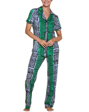 bella printed top pant pajama set