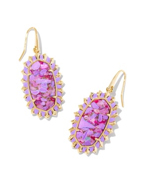 women's dani color burst frame earrings in bronze veined violet magnesite