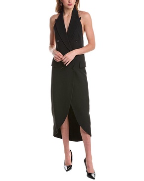 sable halter tuxedo midi dress