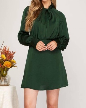 long sleeve emerald dress in emerald green