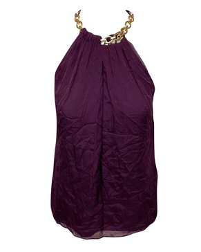 chain-neck halter top in purple silk