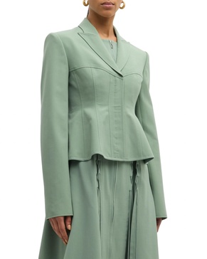 peplum corset jacket in sage green