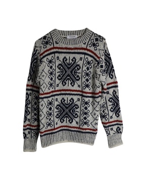 fair isle crewneck sweater in multicolor wool and mohair