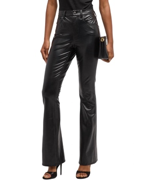 beverly high rise skinny flare jean in black faux leather