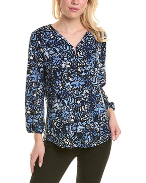 Jones New York Printed Moss Crepe Blouse