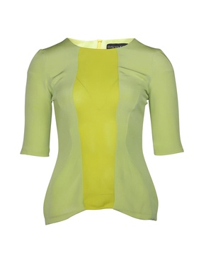 long-sleeve top in green polyester