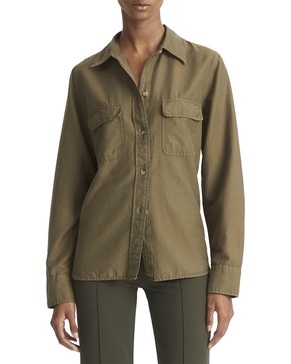 Vince Silk-Blend Utility Shirt