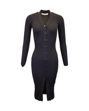 latch hook cardigan dress in black viscose